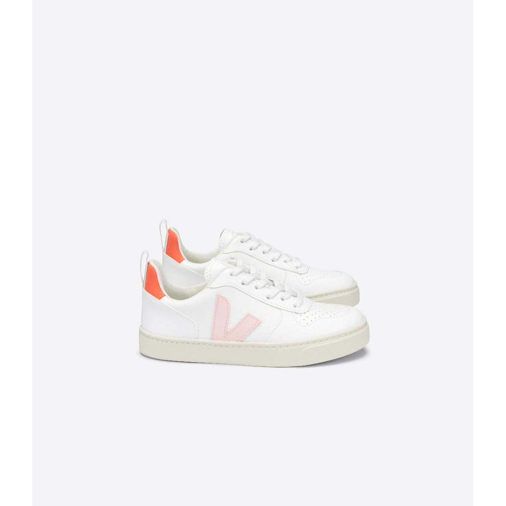 Veja V-10 LACE CWL Sneakers Kinderen White/Orange | BE 850XYU